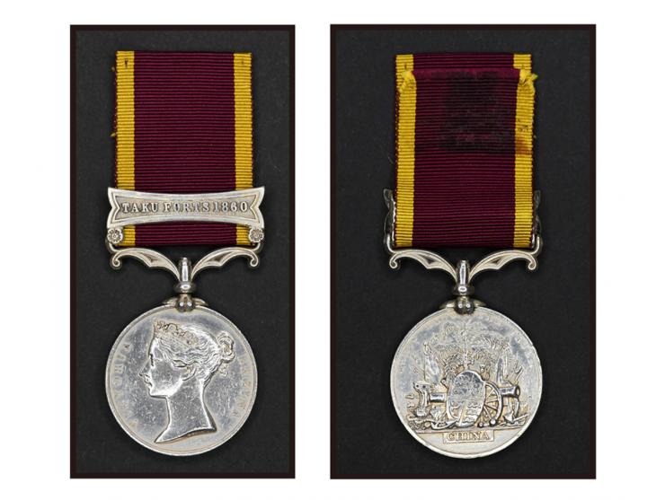 with clasp Taku Forts 1860, and ribbon. Rare historical item.