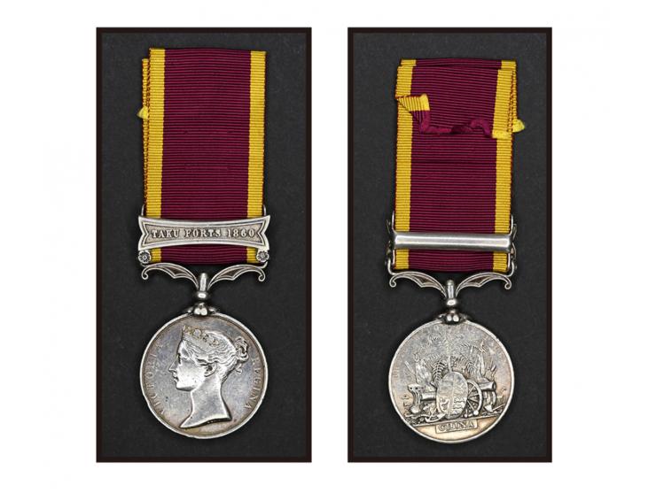with clasp Taku Forts 1860, and ribbon. Rare historical item.