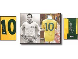 (rare No Player Name version, full remake of the jersey style of Pele’s era), PSA DNA COA. King of Football, 3 X World Cup Ch