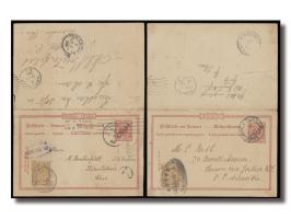 uprated by CIP 1c, German card tied by Tsingtau, Kiaochow cds., CIP 1c tied by IPO oval Kiaochow PO datestamp, on reverse wit